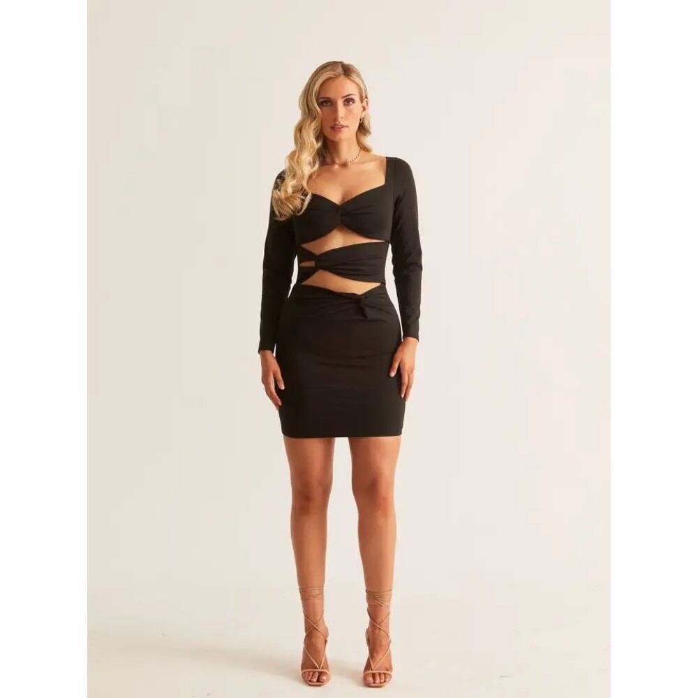 Alana Eve Long Sleeve Cut-Out Dress Size S NWT Sexy Clubbing Above the Knee